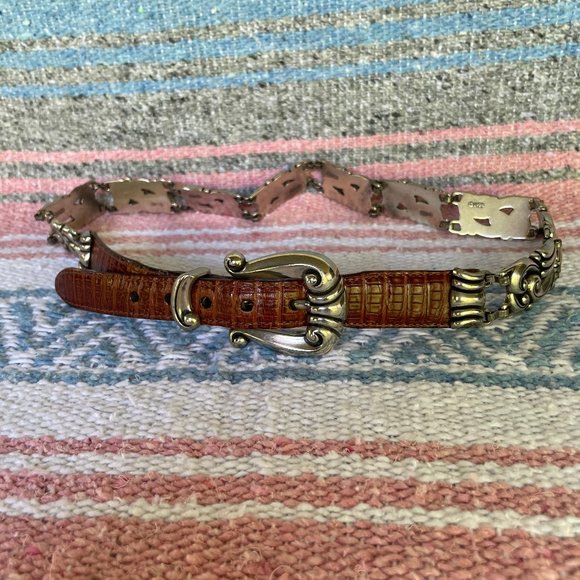 vintage 90s brighton baroque silver leather belt main image 5